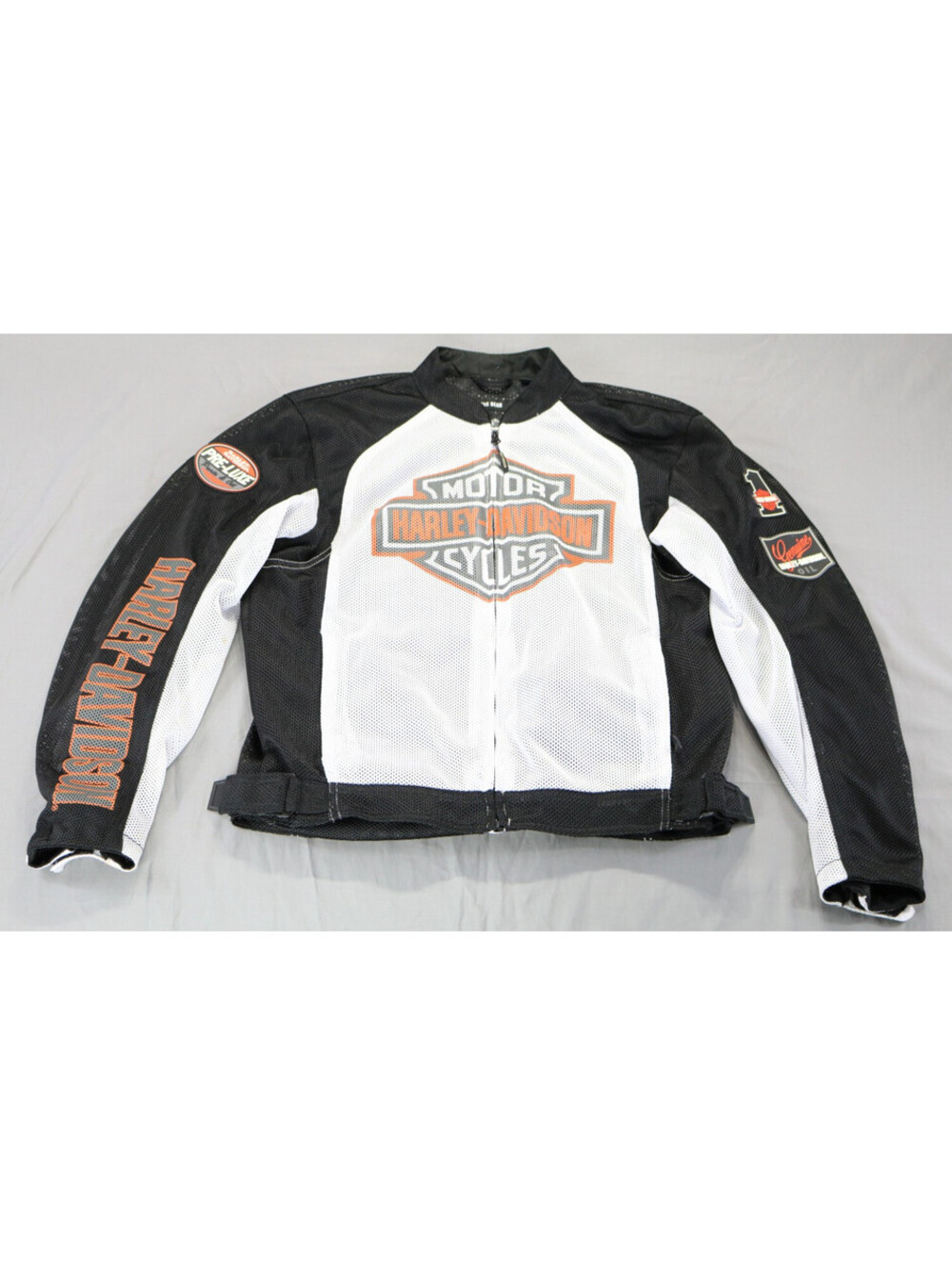 harley davidson jacket M black white orange mesh Bar Shield #1 pre-luxe oil euc